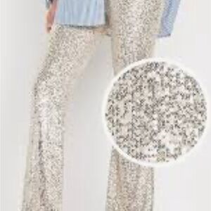 High-Waisted Sequin Flare Pants size small petite